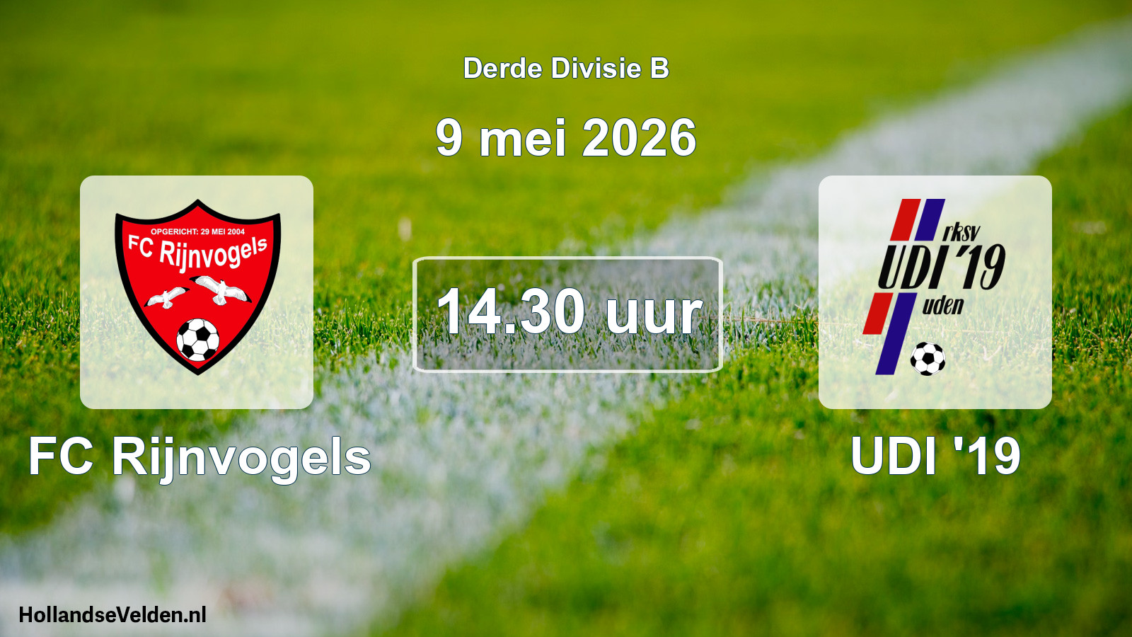 Geplande wedstrijd: FC Rijnvogels - UDI '19 (9 mei 2026)