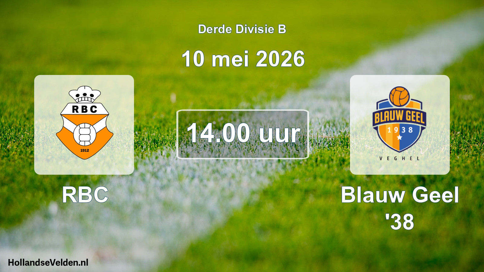 Geplande wedstrijd: RBC - Blauw Geel '38 (10 mei 2026)