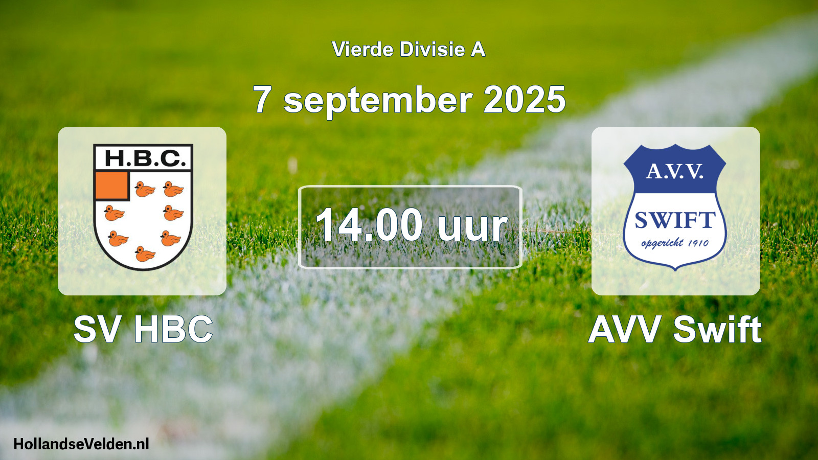 Geplande wedstrijd: SV HBC - AVV Swift (7 september 2025)