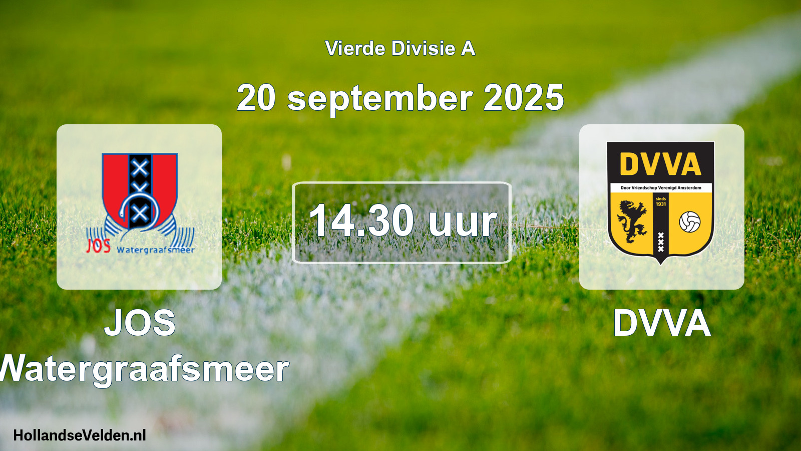 Geplande wedstrijd: JOS Watergraafsmeer - DVVA (20 september 2025)