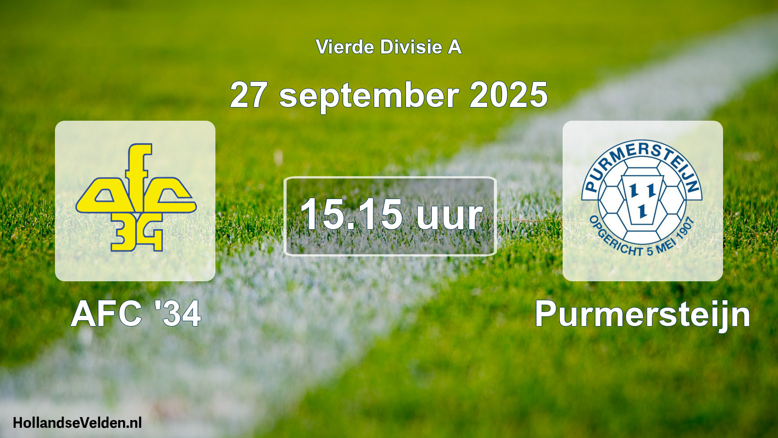 Geplande wedstrijd: AFC '34 - Purmersteijn (27 september 2025)