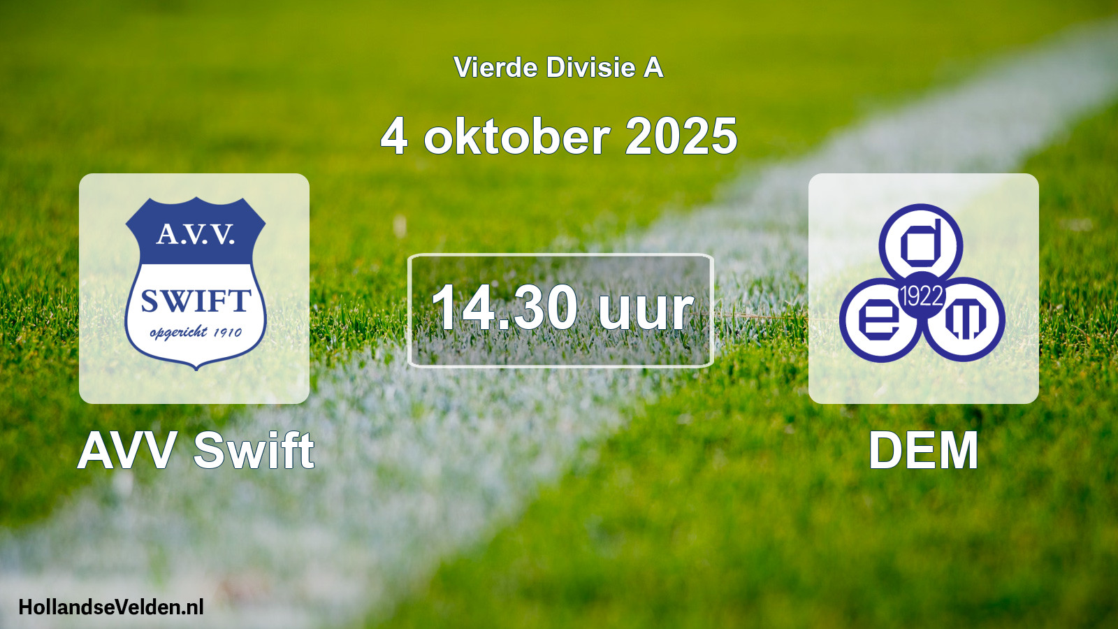 Geplande wedstrijd: AVV Swift - DEM (4 oktober 2025)