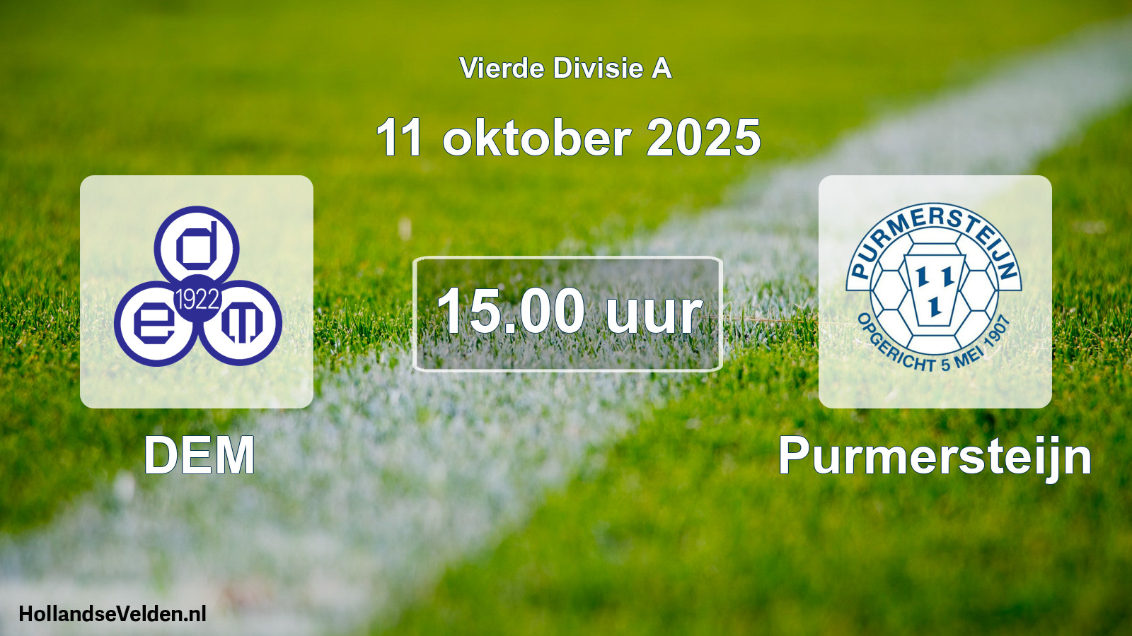 Geplande wedstrijd: DEM - Purmersteijn (11 oktober 2025)