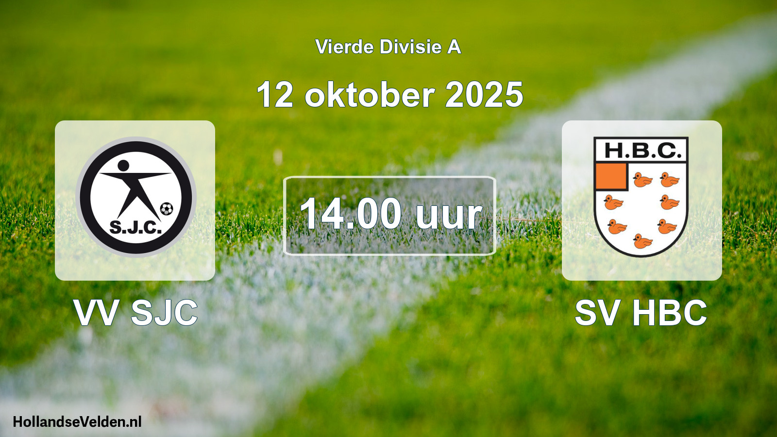 Geplande wedstrijd: VV SJC - SV HBC (12 oktober 2025)
