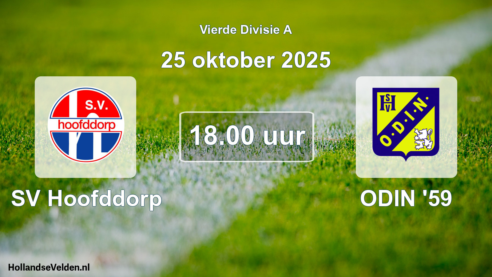 Geplande wedstrijd: SV Hoofddorp - ODIN '59 (25 oktober 2025)