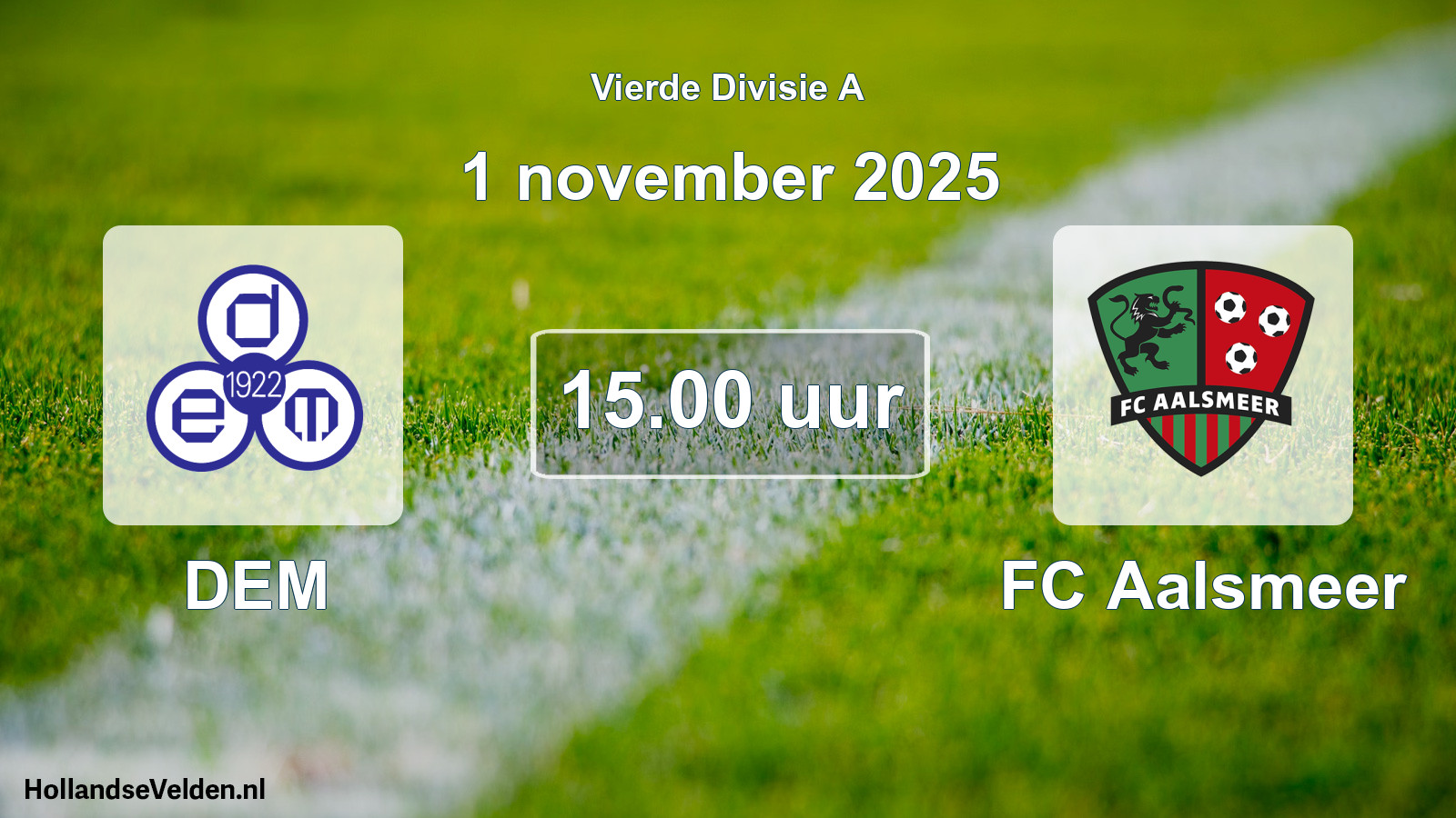 Geplande wedstrijd: DEM - FC Aalsmeer (1 november 2025)