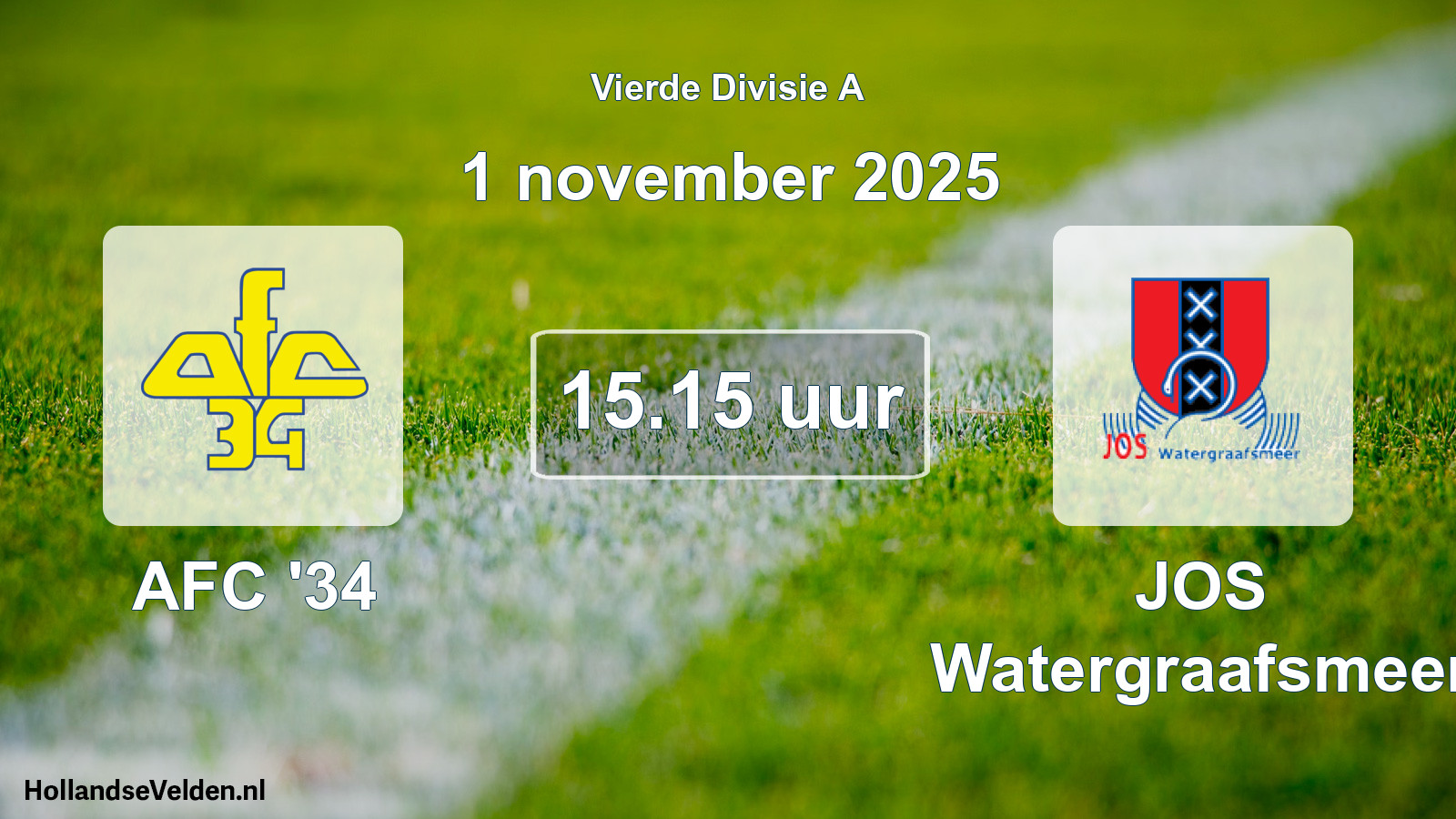 Geplande wedstrijd: AFC '34 - JOS Watergraafsmeer (1 november 2025)