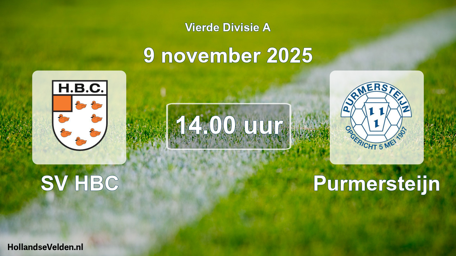 Geplande wedstrijd: SV HBC - Purmersteijn (9 november 2025)