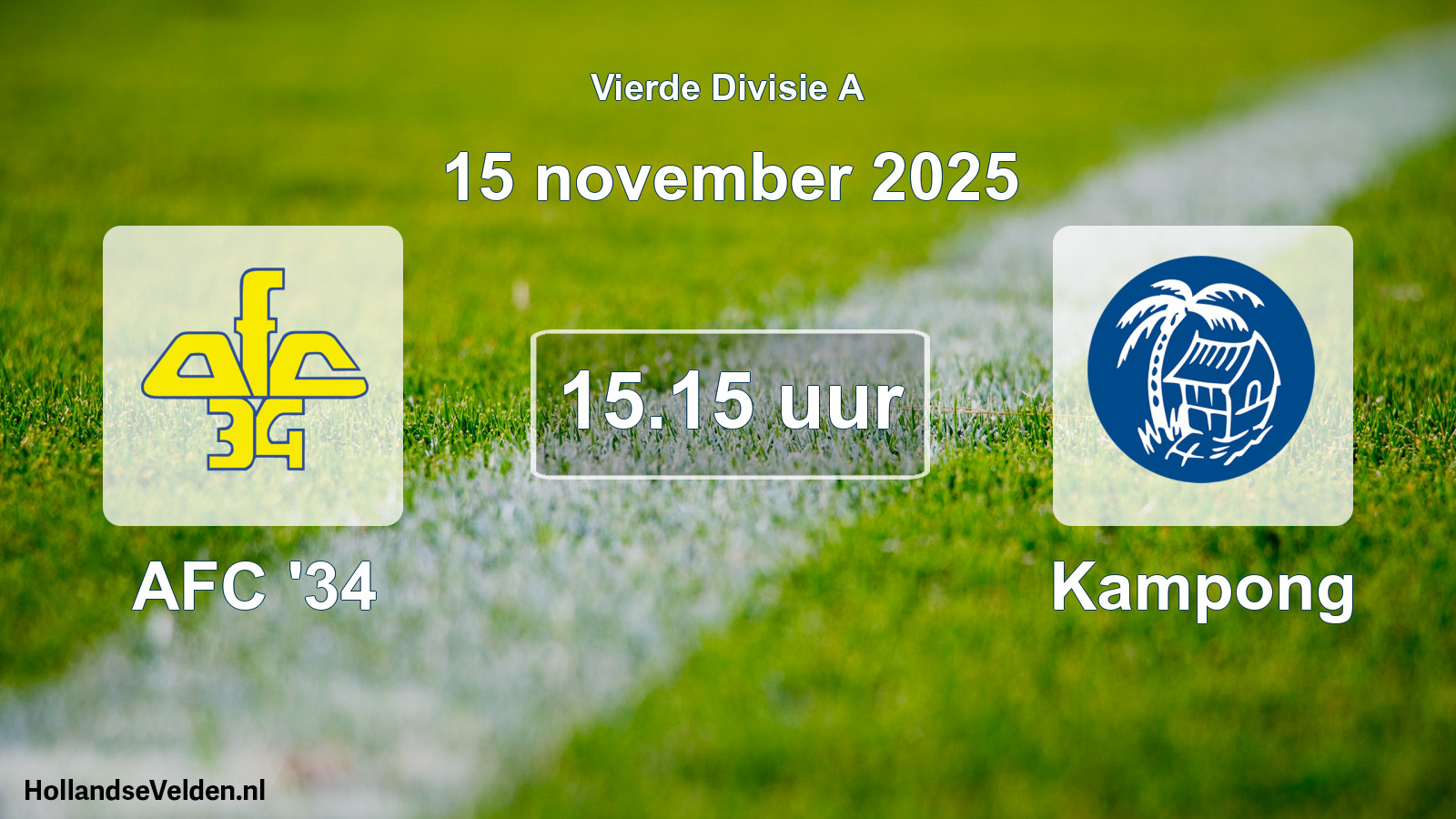 Geplande wedstrijd: AFC '34 - Kampong (15 november 2025)