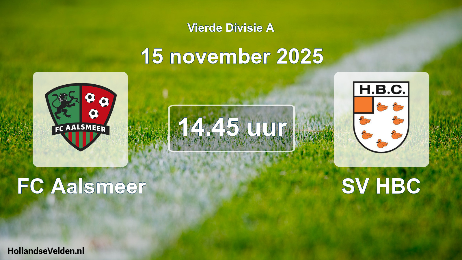 Geplande wedstrijd: FC Aalsmeer - SV HBC (15 november 2025)