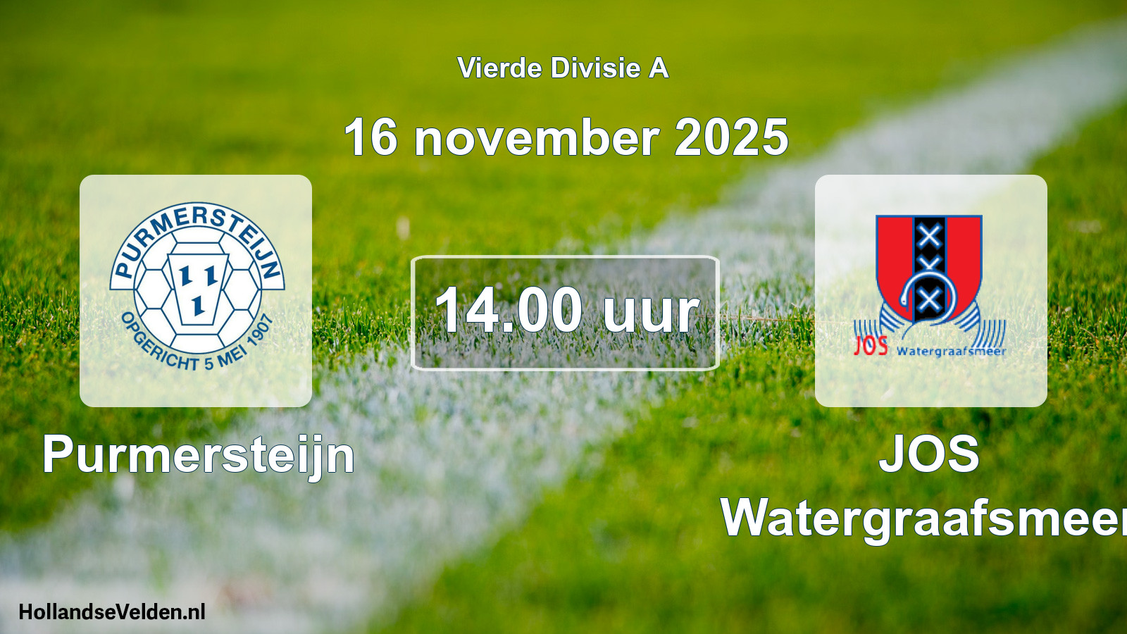 Geplande wedstrijd: Purmersteijn - JOS Watergraafsmeer (16 november 2025)