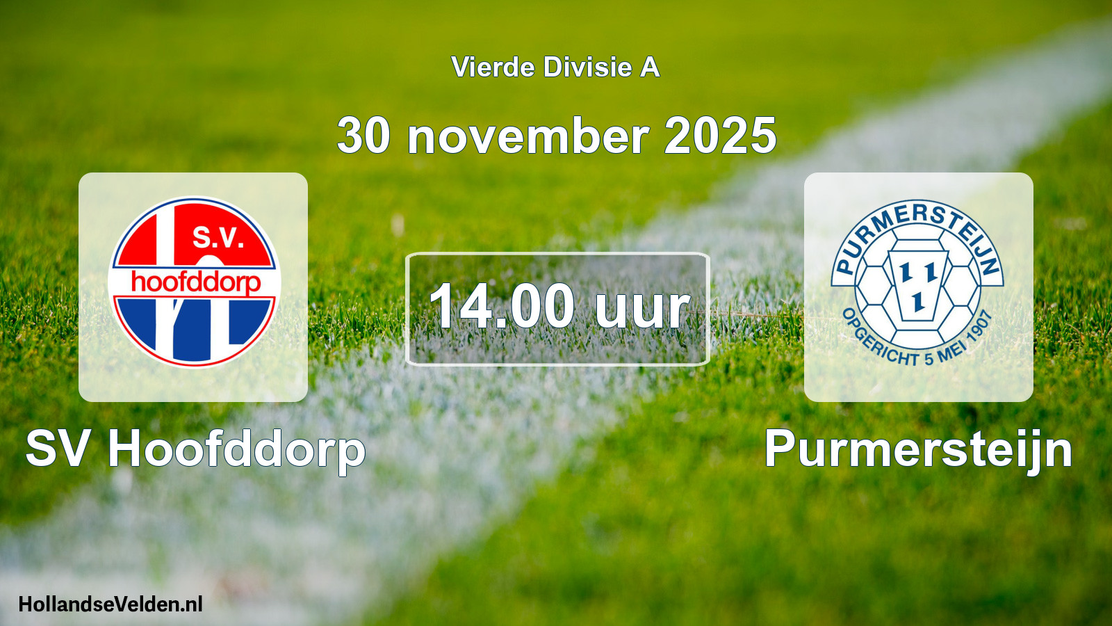 Geplande wedstrijd: SV Hoofddorp - Purmersteijn (30 november 2025)