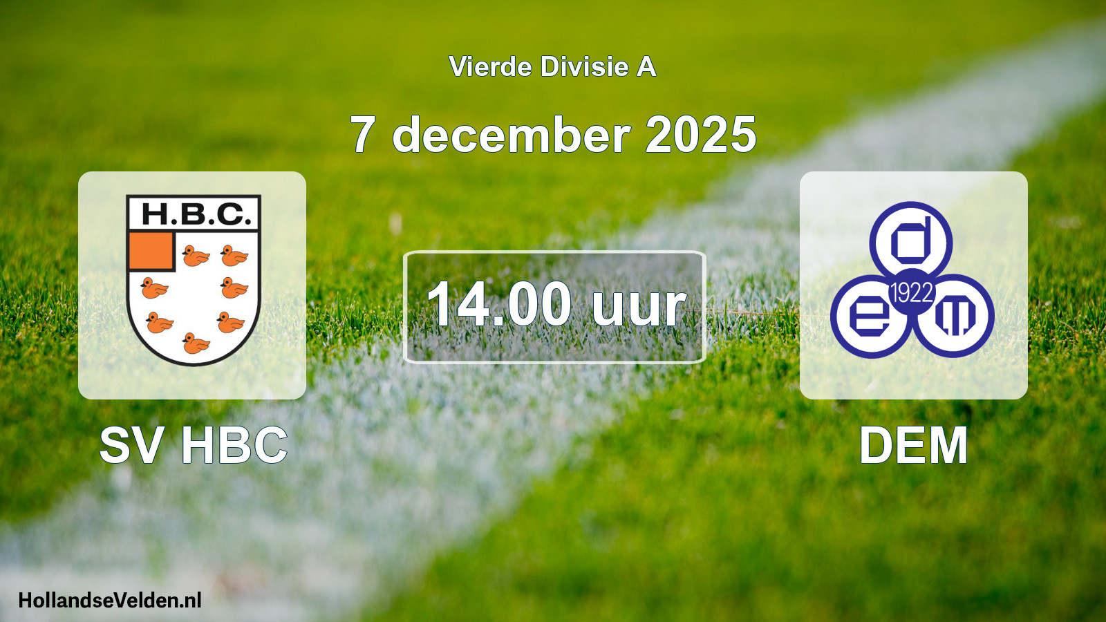 Geplande wedstrijd: SV HBC - DEM (7 december 2025)