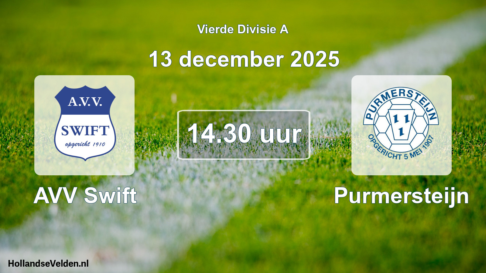 Geplande wedstrijd: AVV Swift - Purmersteijn (13 december 2025)