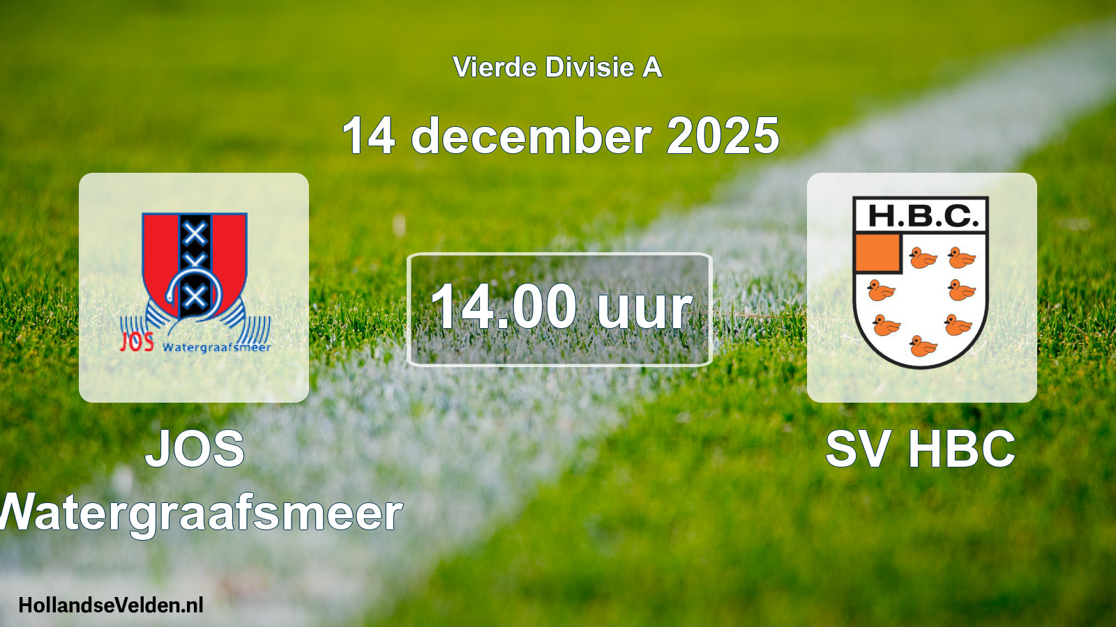 Geplande wedstrijd: JOS Watergraafsmeer - SV HBC (14 december 2025)