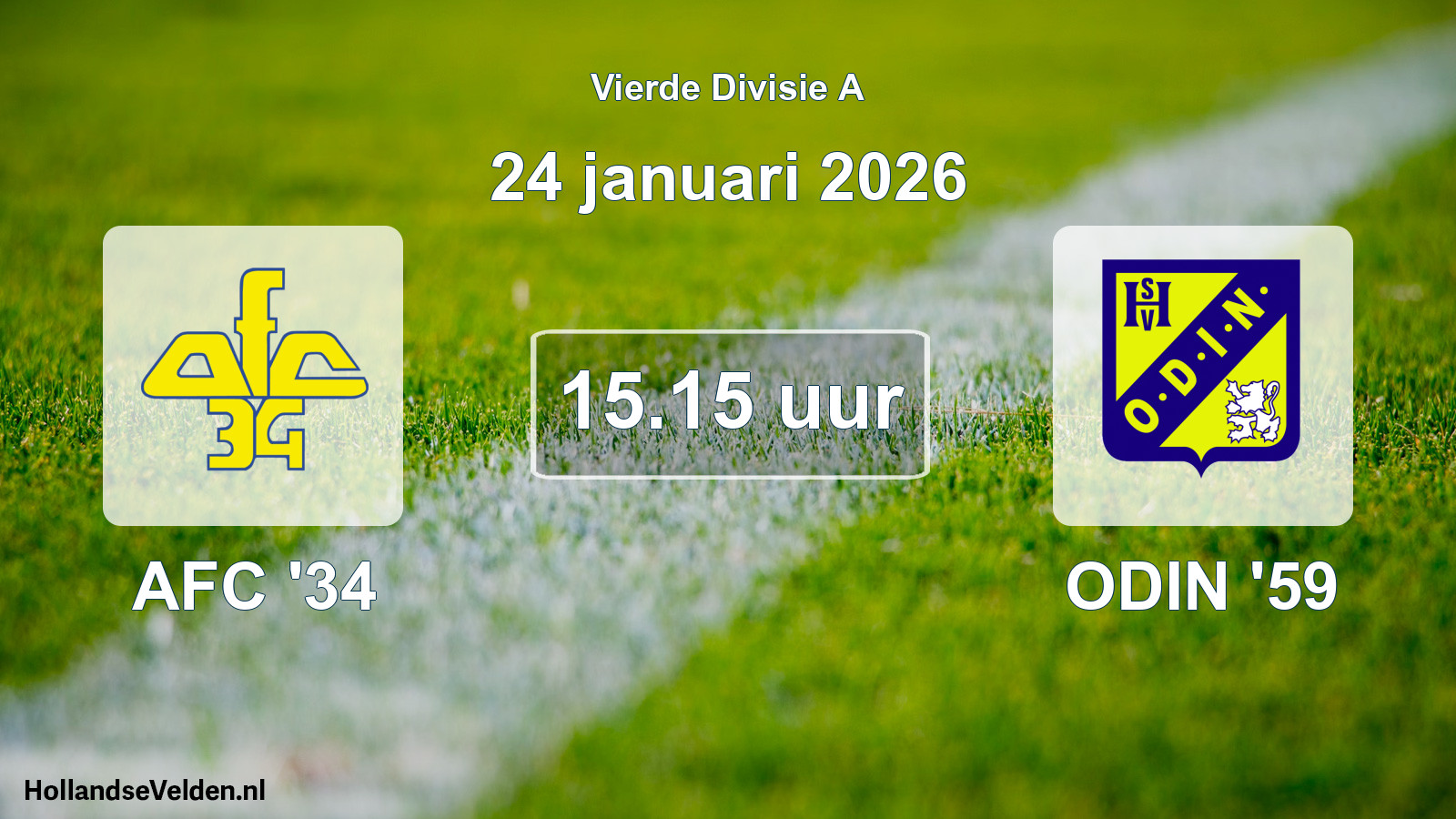Geplande wedstrijd: AFC '34 - ODIN '59 (24 januari 2026)