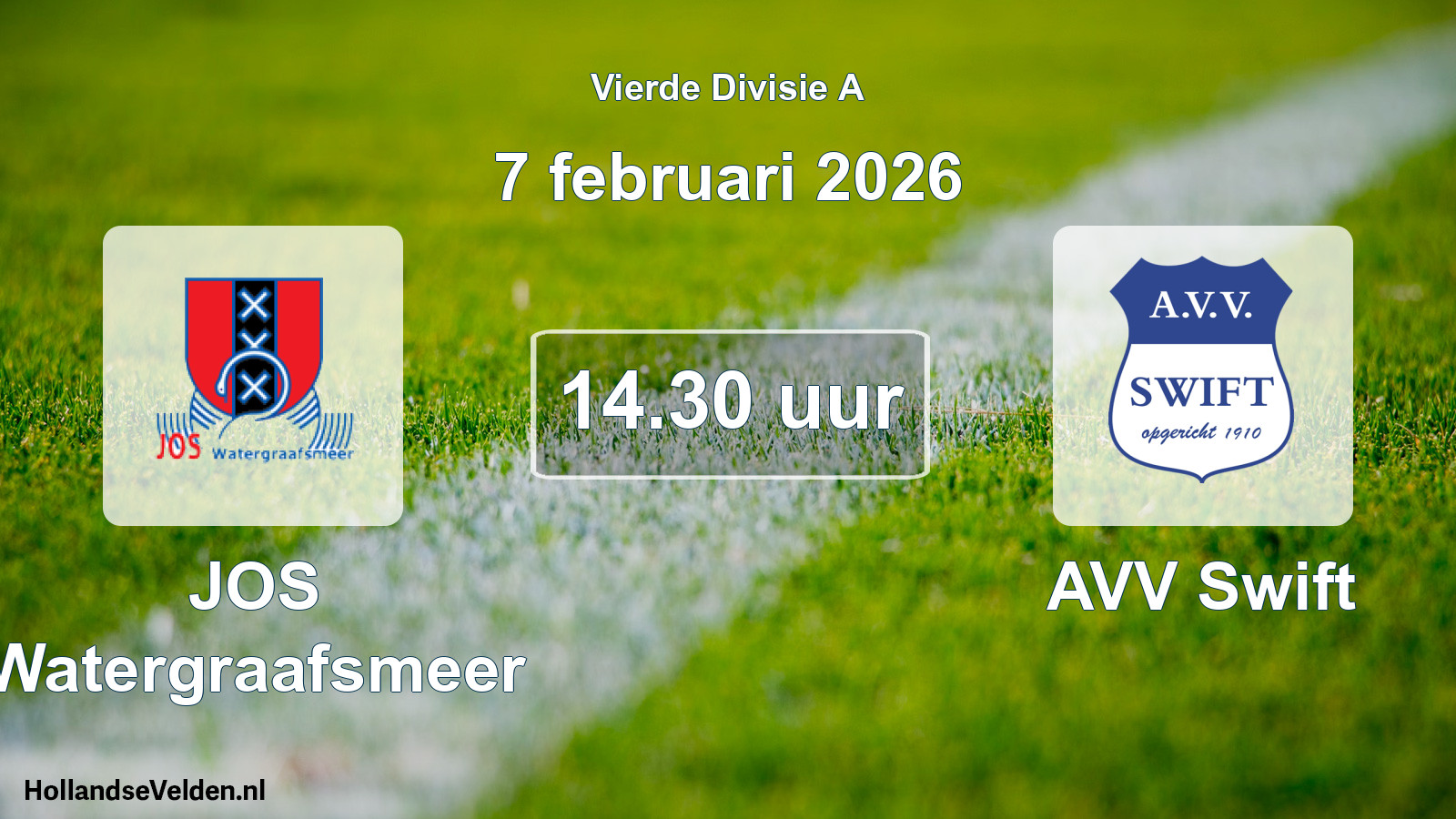 Geplande wedstrijd: JOS Watergraafsmeer - AVV Swift (7 februari 2026)