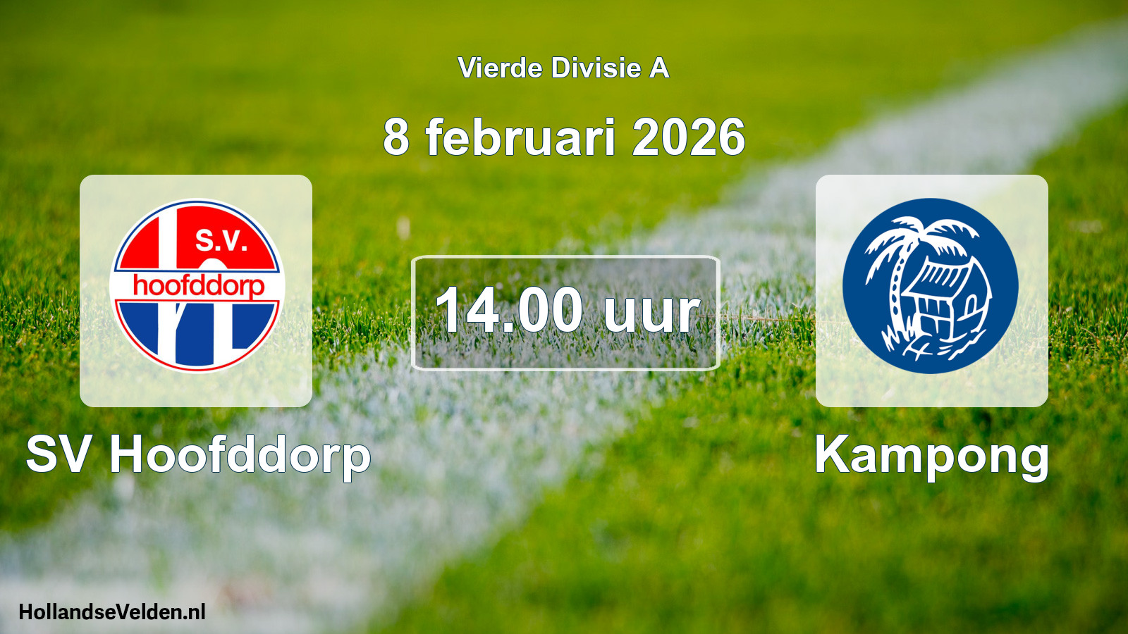 Geplande wedstrijd: SV Hoofddorp - Kampong (8 februari 2026)