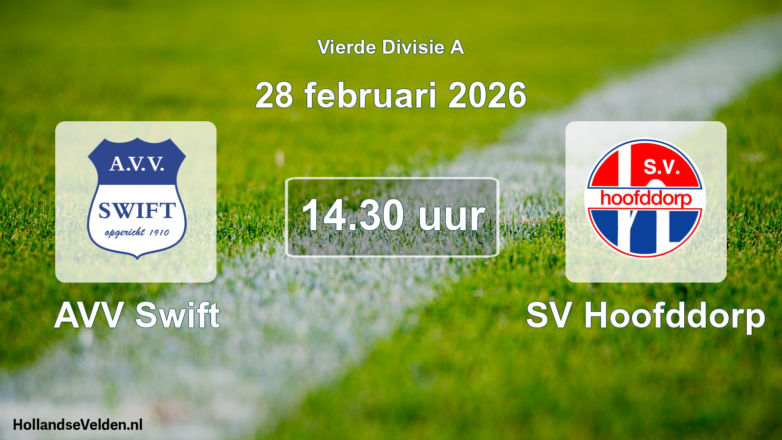 Geplande wedstrijd: AVV Swift - SV Hoofddorp (28 februari 2026)