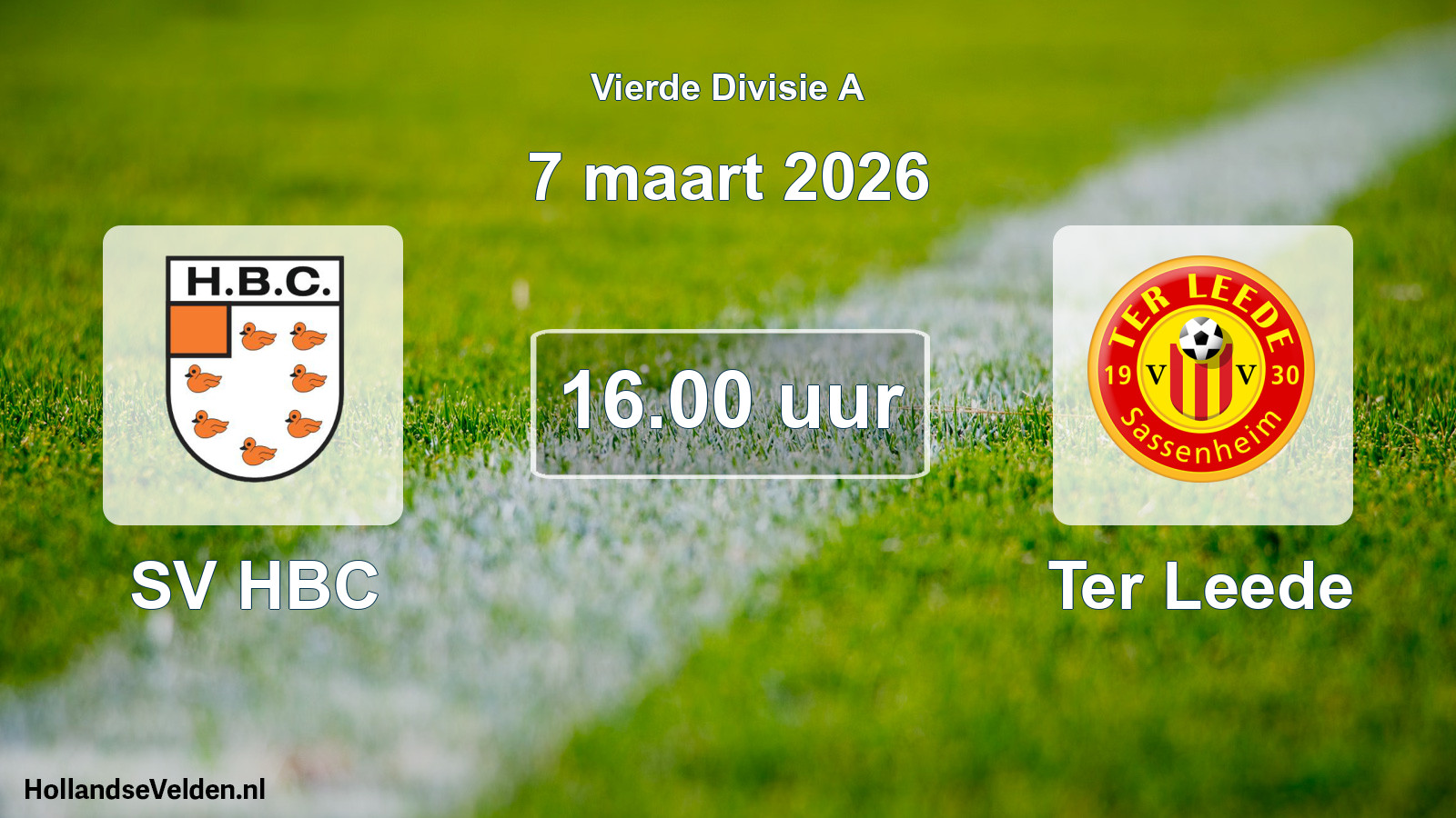 Geplande wedstrijd: SV HBC - Ter Leede (7 maart 2026)