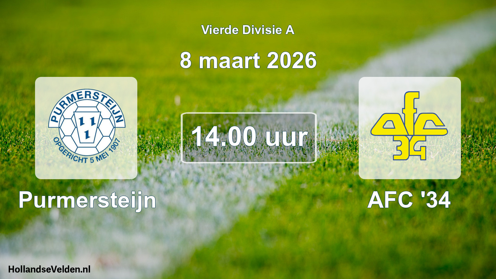 Geplande wedstrijd: Purmersteijn - AFC '34 (8 maart 2026)
