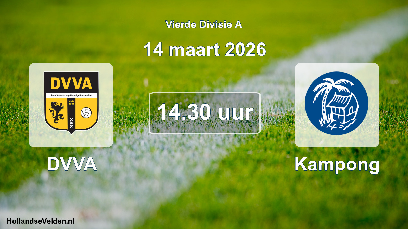 Geplande wedstrijd: DVVA - Kampong (14 maart 2026)