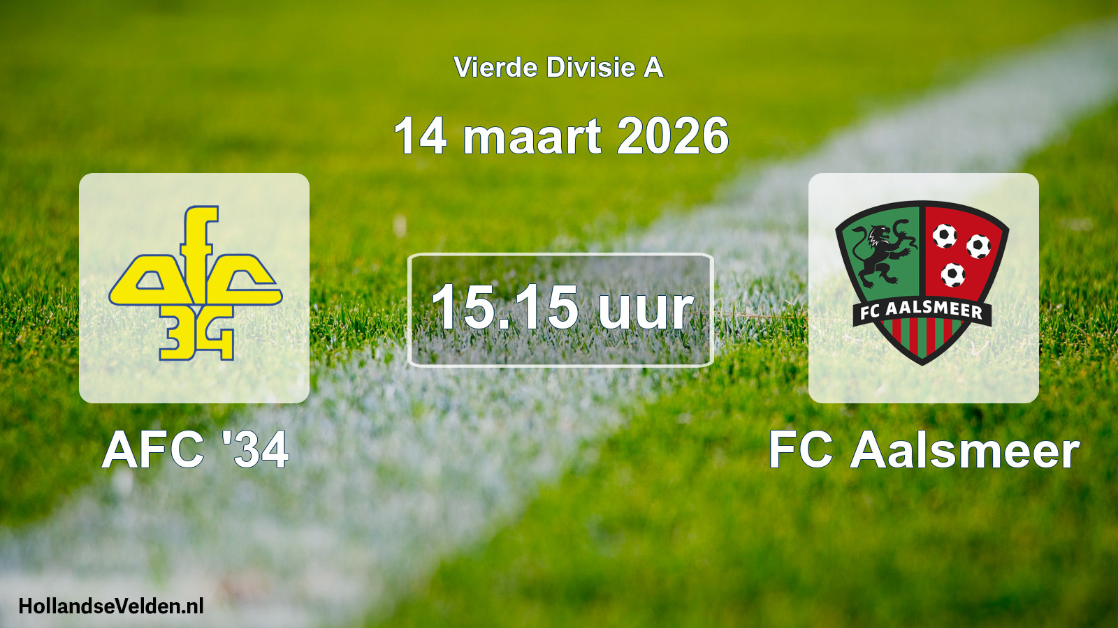 Geplande wedstrijd: AFC '34 - FC Aalsmeer (14 maart 2026)