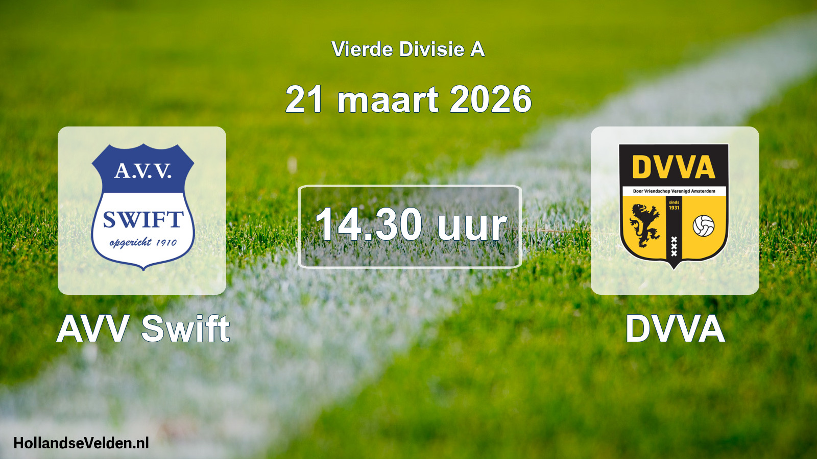 Geplande wedstrijd: AVV Swift - DVVA (21 maart 2026)