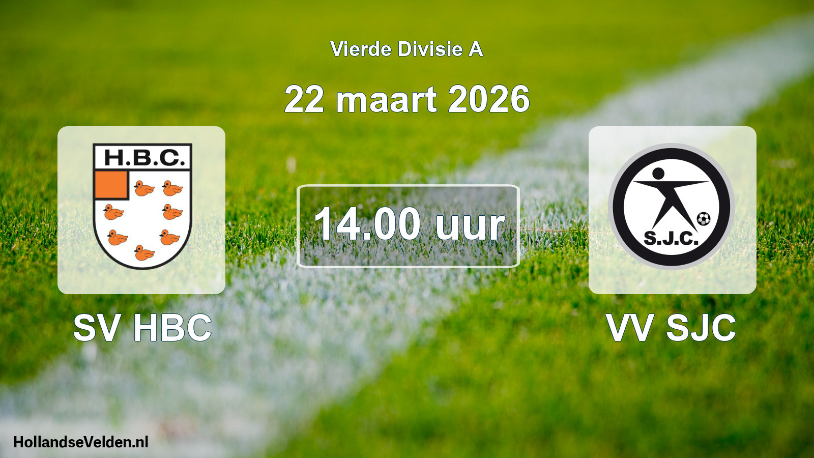 Geplande wedstrijd: SV HBC - VV SJC (22 maart 2026)