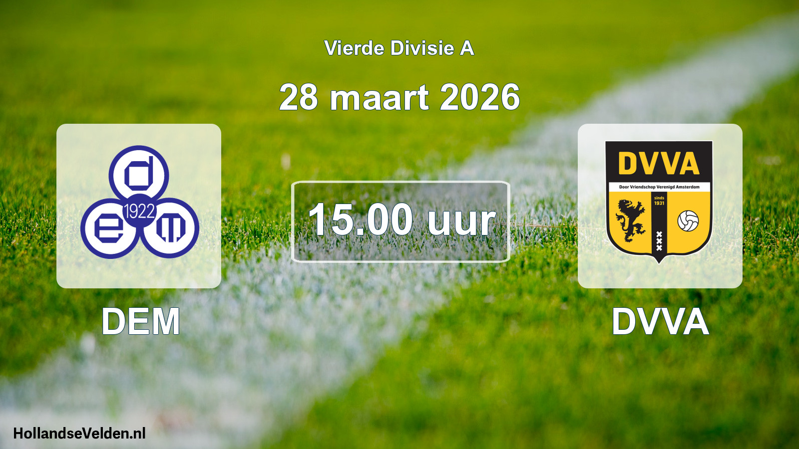 Geplande wedstrijd: DEM - DVVA (28 maart 2026)