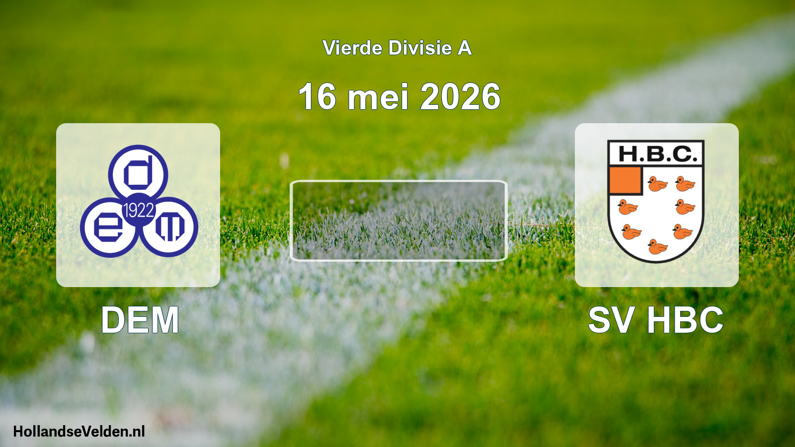 Geplande wedstrijd: DEM - SV HBC (16 mei 2026)