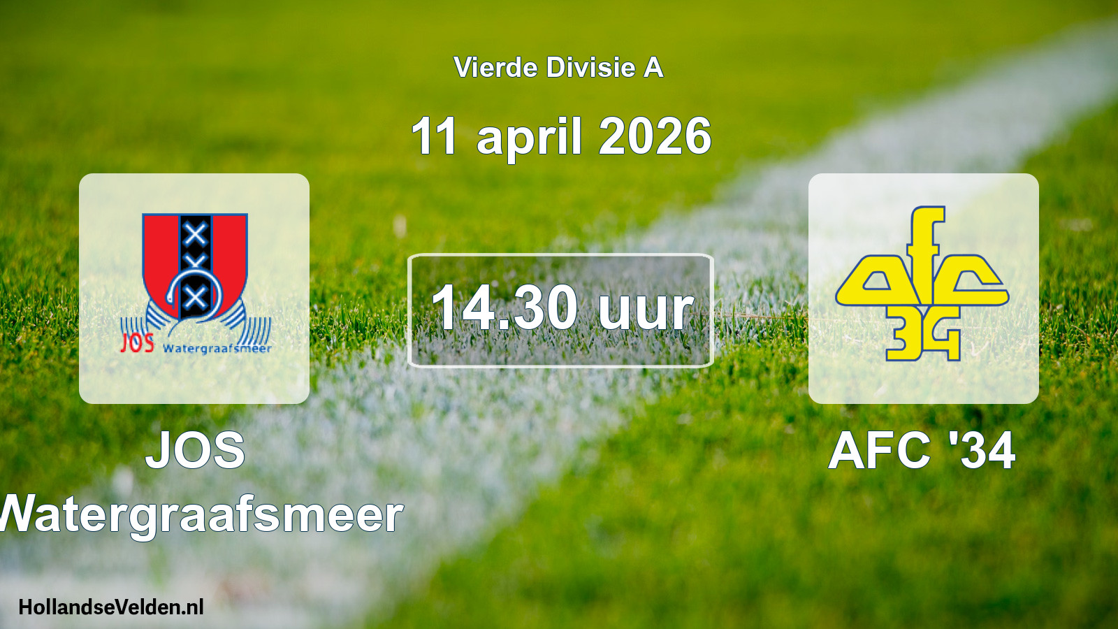 Geplande wedstrijd: JOS Watergraafsmeer - AFC '34 (11 april 2026)