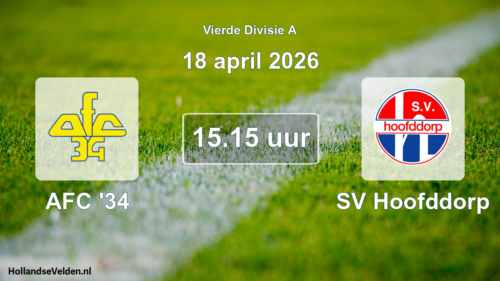 Geplande wedstrijd: AFC '34 - SV Hoofddorp (18 april 2026)