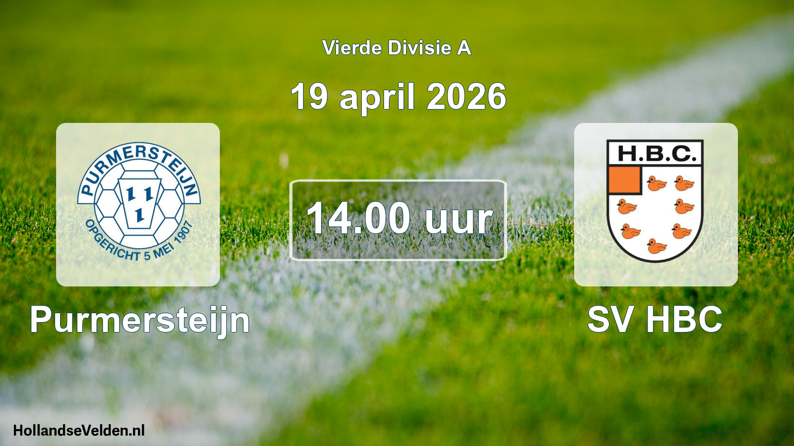 Geplande wedstrijd: Purmersteijn - SV HBC (19 april 2026)