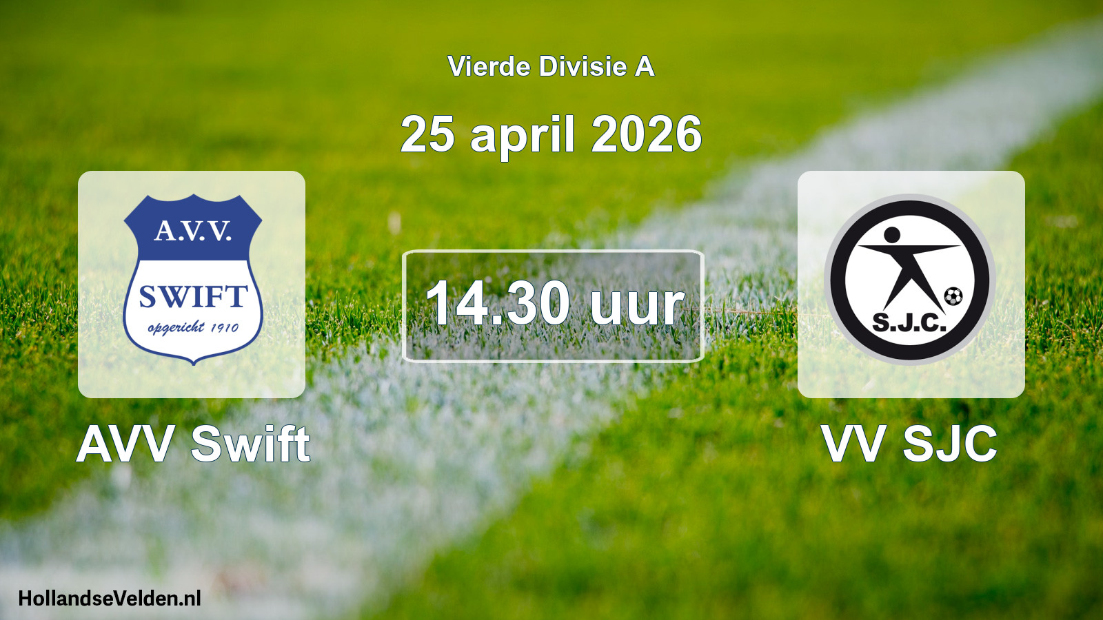 Geplande wedstrijd: AVV Swift - VV SJC (25 april 2026)