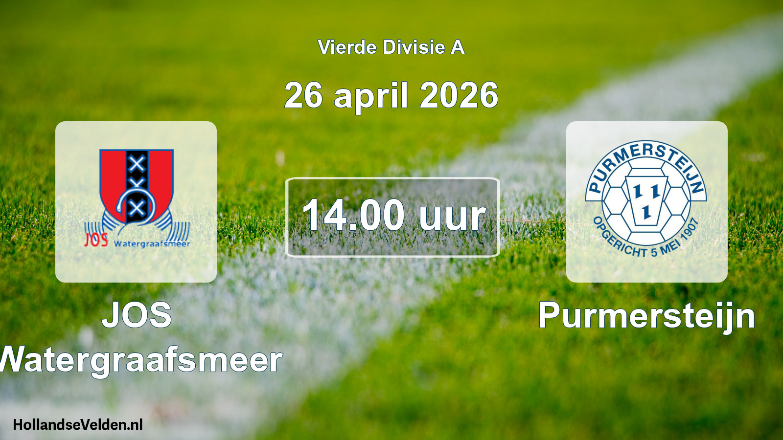 Geplande wedstrijd: JOS Watergraafsmeer - Purmersteijn (26 april 2026)