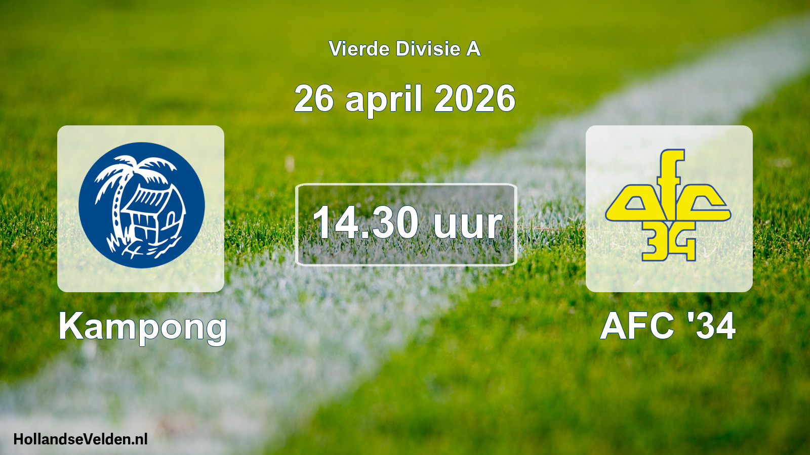 Geplande wedstrijd: Kampong - AFC '34 (26 april 2026)
