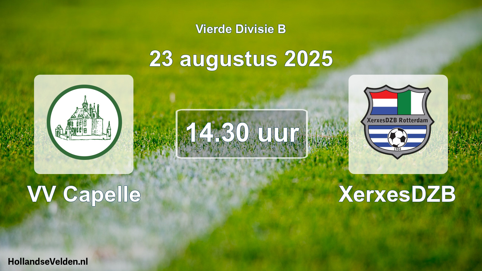 Geplande wedstrijd: VV Capelle - XerxesDZB (23 augustus 2025)