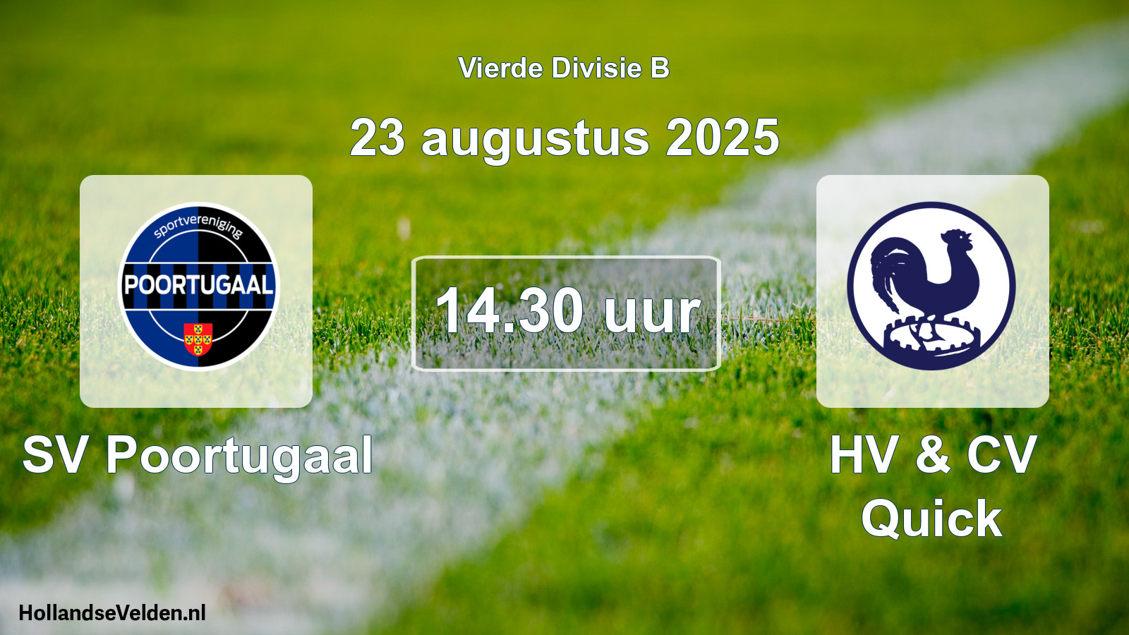 Geplande wedstrijd: SV Poortugaal - HV & CV Quick (23 augustus 2025)