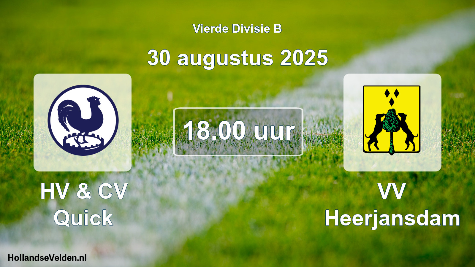 Geplande wedstrijd: HV & CV Quick - VV Heerjansdam (30 augustus 2025)
