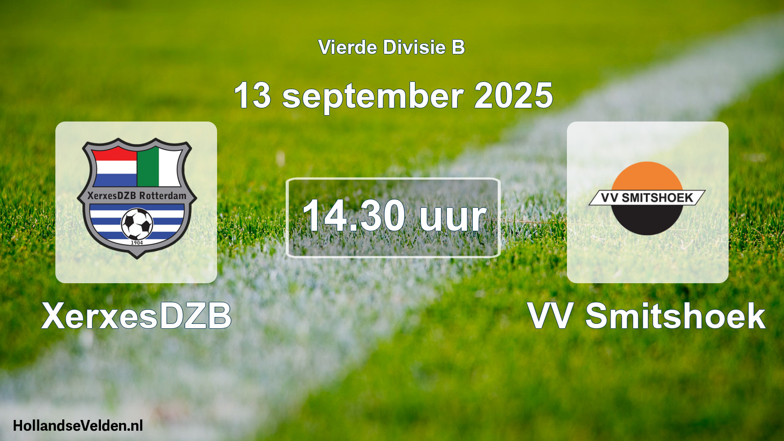 Geplande wedstrijd: XerxesDZB - VV Smitshoek (13 september 2025)