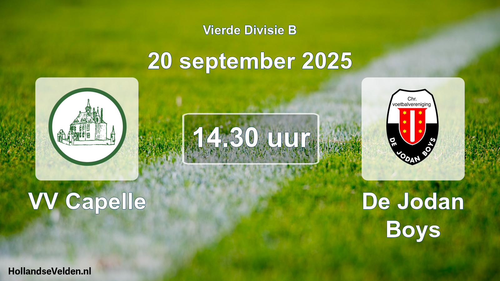 Geplande wedstrijd: VV Capelle - De Jodan Boys (20 september 2025)
