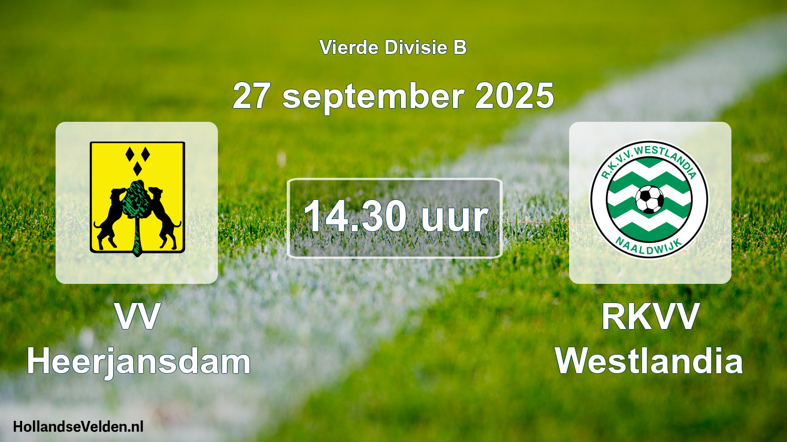 Geplande wedstrijd: VV Heerjansdam - RKVV Westlandia (27 september 2025)