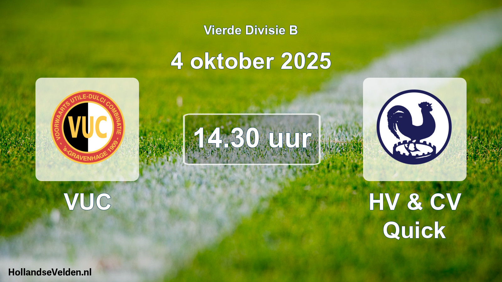 Geplande wedstrijd: VUC - HV & CV Quick (4 oktober 2025)