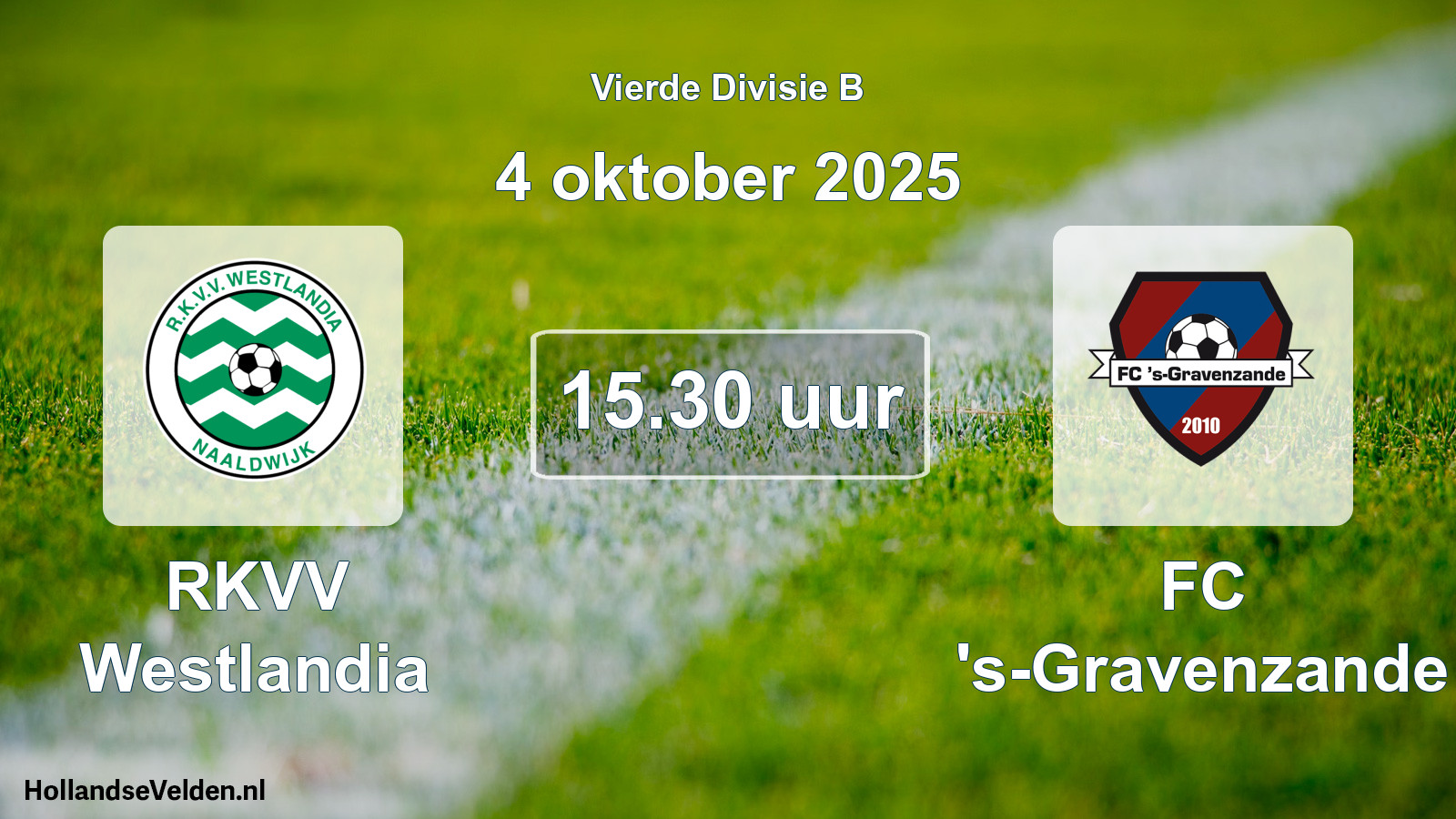Geplande wedstrijd: RKVV Westlandia - FC 's-Gravenzande (4 oktober 2025)