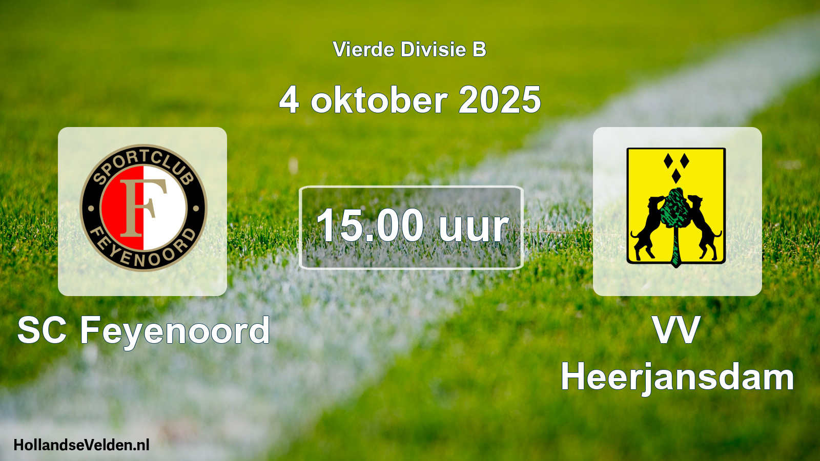 Geplande wedstrijd: SC Feyenoord - VV Heerjansdam (4 oktober 2025)