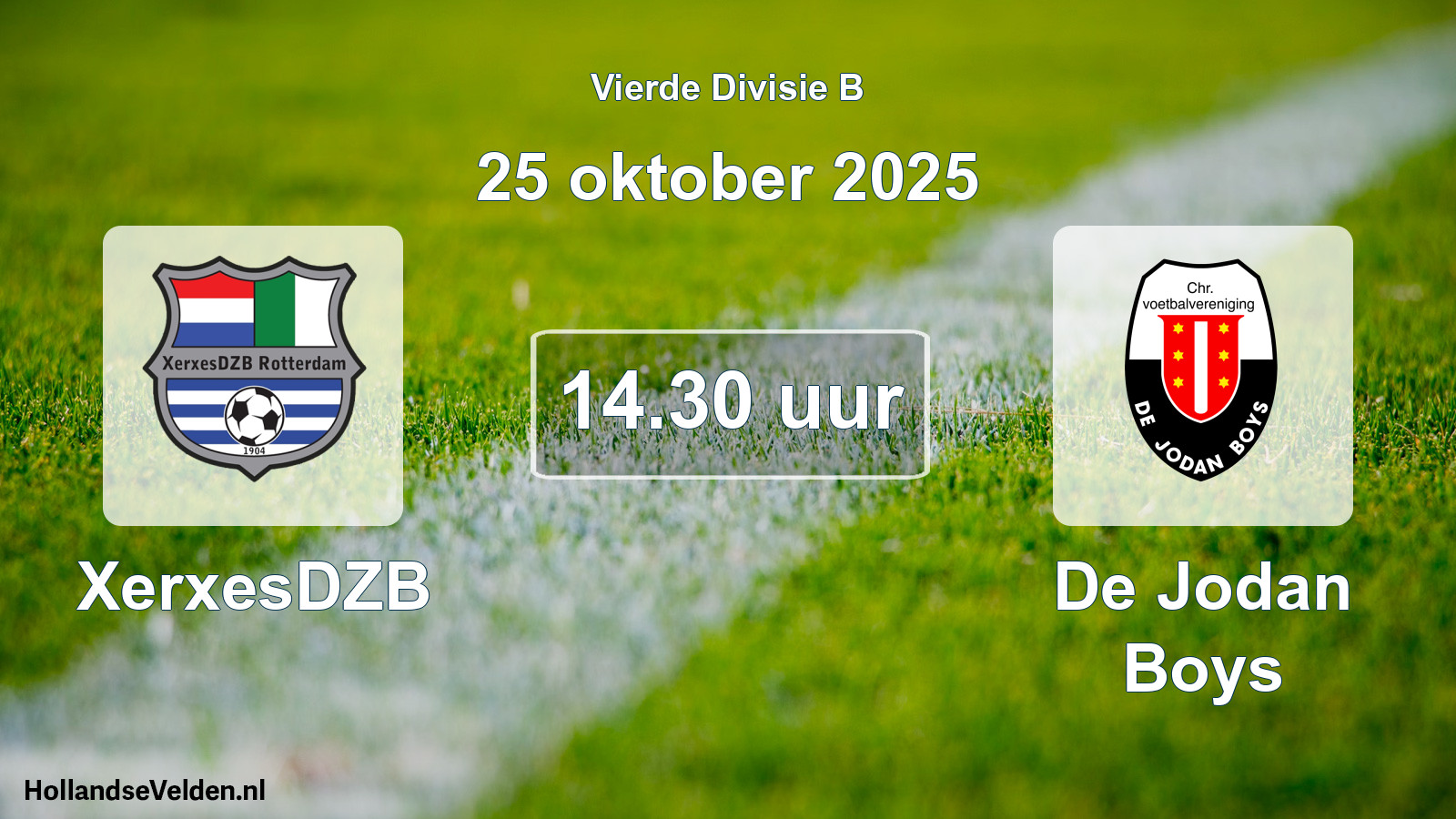 Geplande wedstrijd: XerxesDZB - De Jodan Boys (25 oktober 2025)