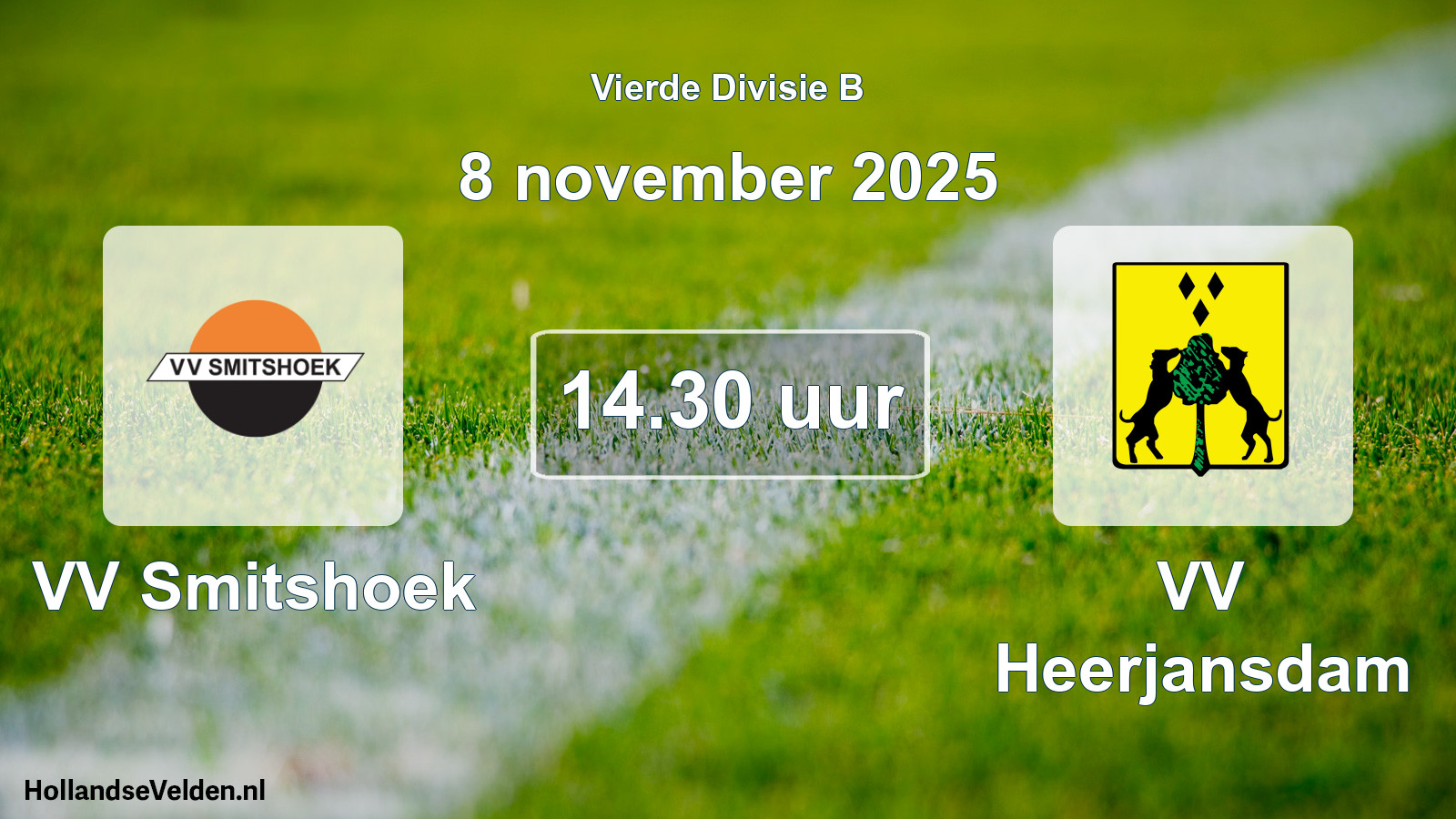 Geplande wedstrijd: VV Smitshoek - VV Heerjansdam (8 november 2025)