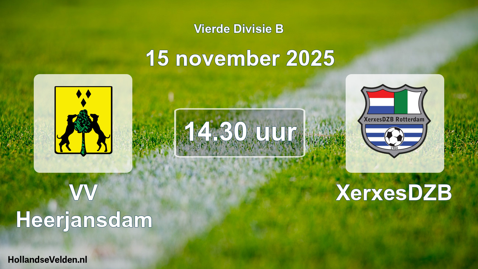 Geplande wedstrijd: VV Heerjansdam - XerxesDZB (15 november 2025)