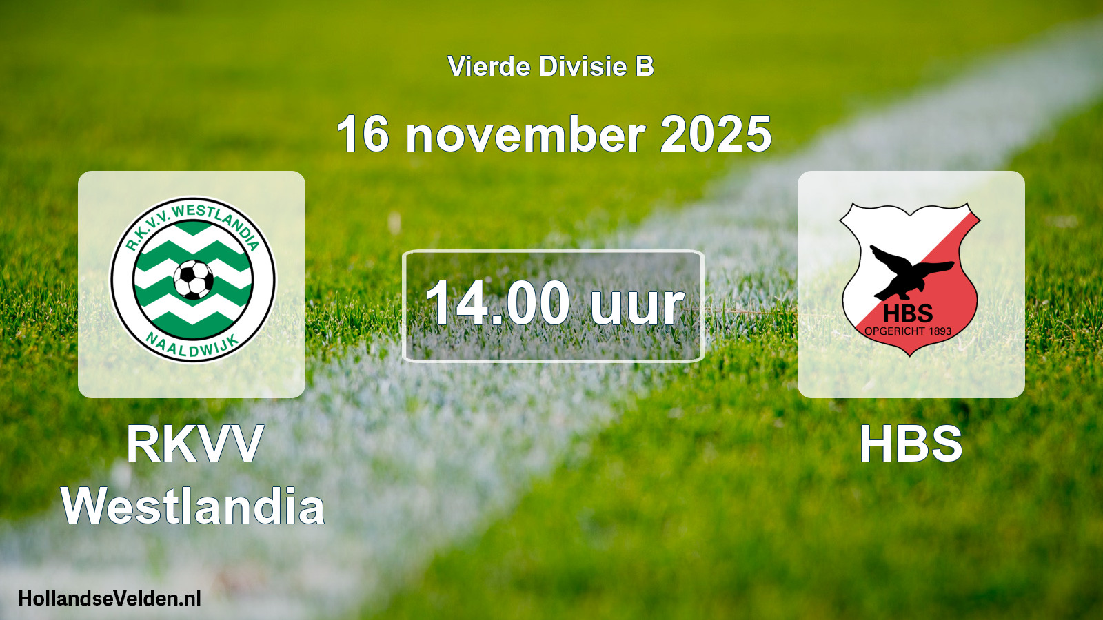 Geplande wedstrijd: RKVV Westlandia - HBS (16 november 2025)